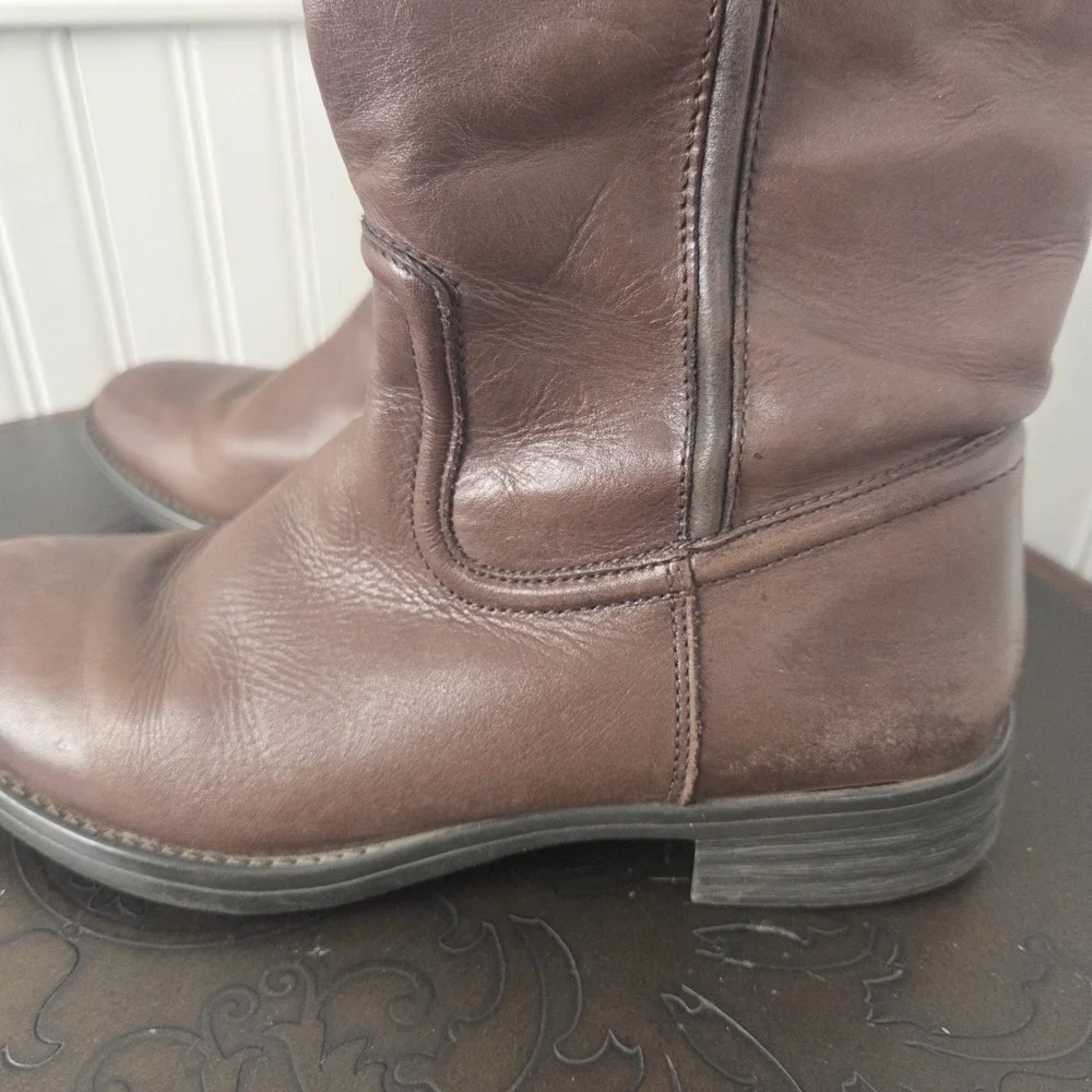 Bussola Trapani Tall Brown Leather Riding Boots Equestrian Knee High EU 38 US 7